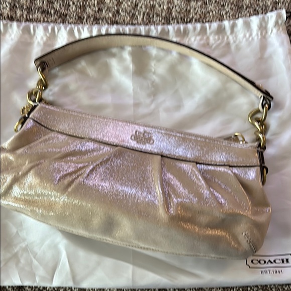Coach Gold Shoulder Bag with Metallic Finish - Picture 1 of 15